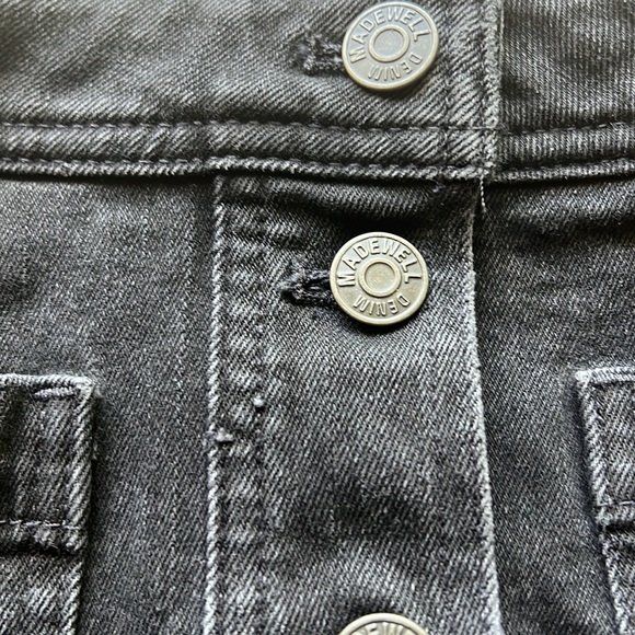 MADEWELL Black Stretch Denim A-line Button Down Skirt - Picture 4 of 12